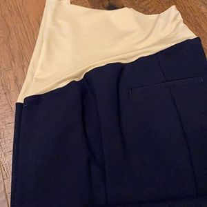 Loft Maternity Marisa Full Panel Pants Navy Sz 10